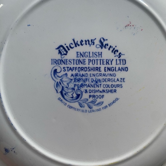 Staffordshire England Blue and White Floral Decorative Plate - Picture 3 of 3